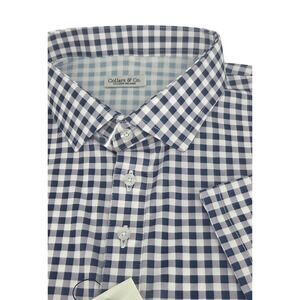 NWT Collars and Co Semi-Spread Collar Polo Navy Gingham 3XL Relaxed